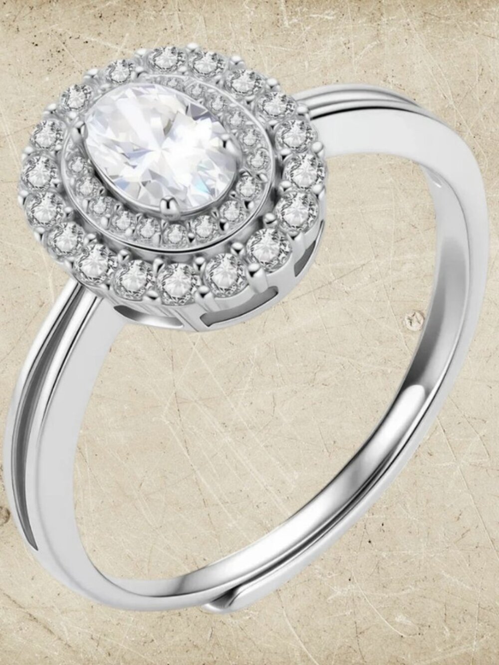 Simply Savvy Double Halo Moissanite Promise Ring Sterling Silver